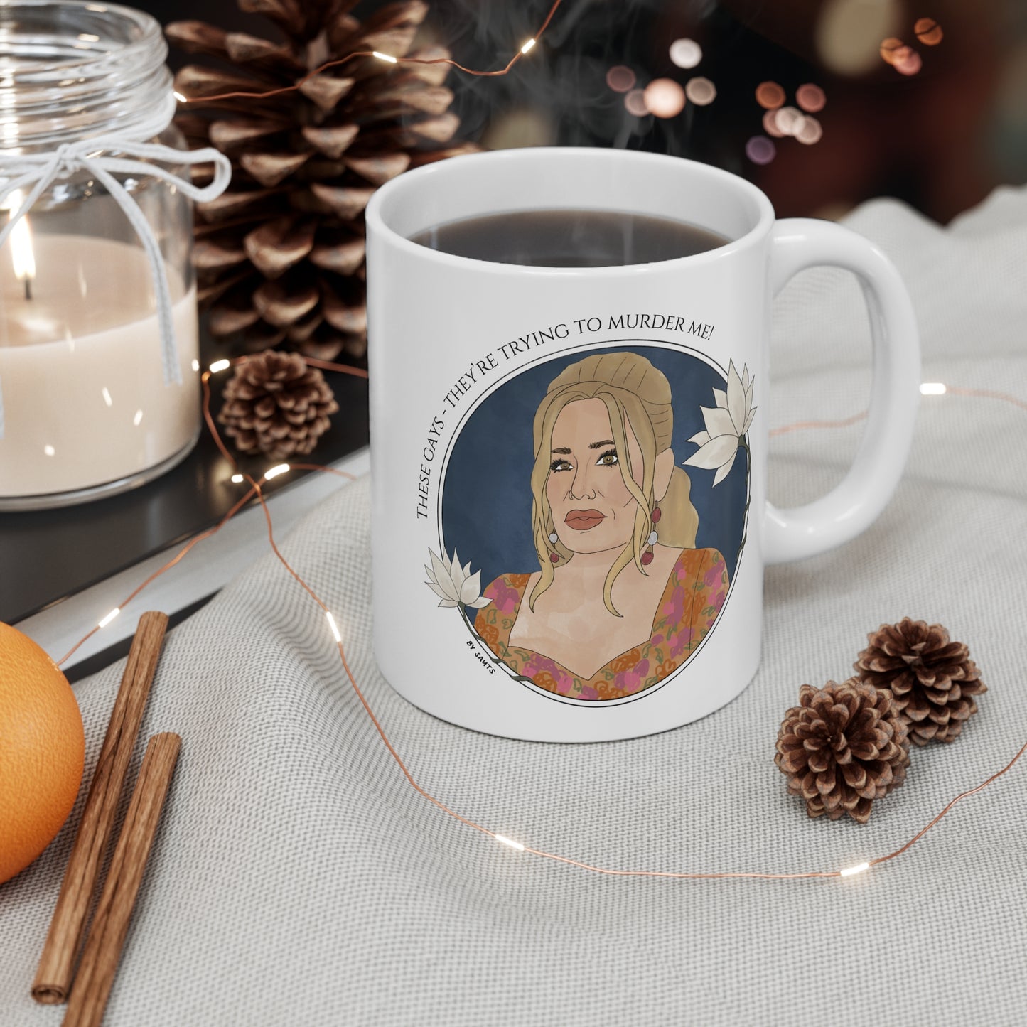 White Lotus Tanya "These Gays!" Ceramic Mug